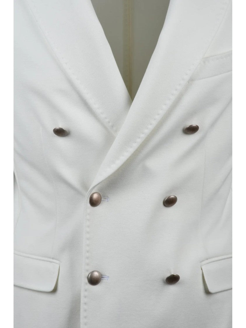 Paoloni Technical Fabric Double-Breasted Jacket With Wide Lapels