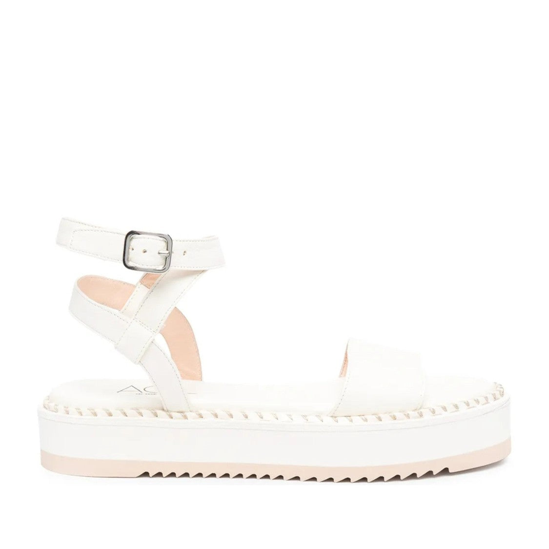 Agl White Myrte Leather Crisscross Strap Sandals