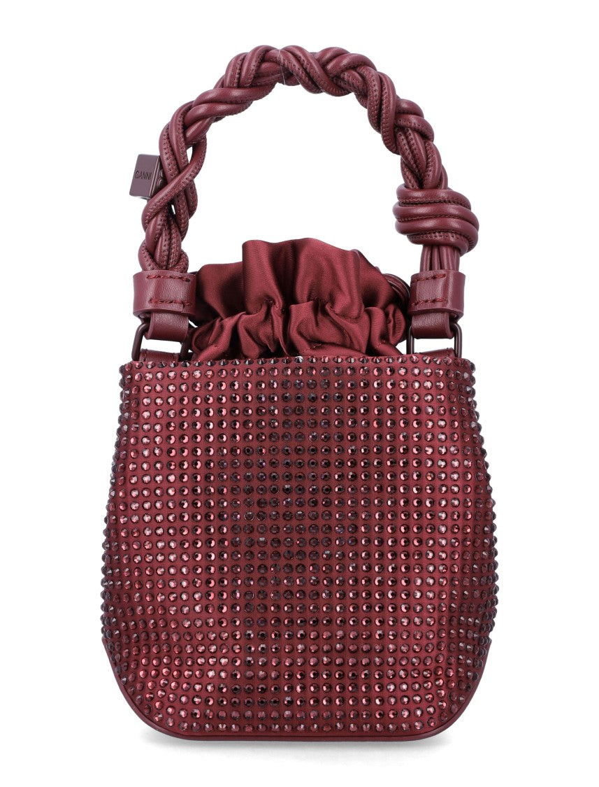 Ganni Mini Bou Rhinestone Embellished Bucket Bag