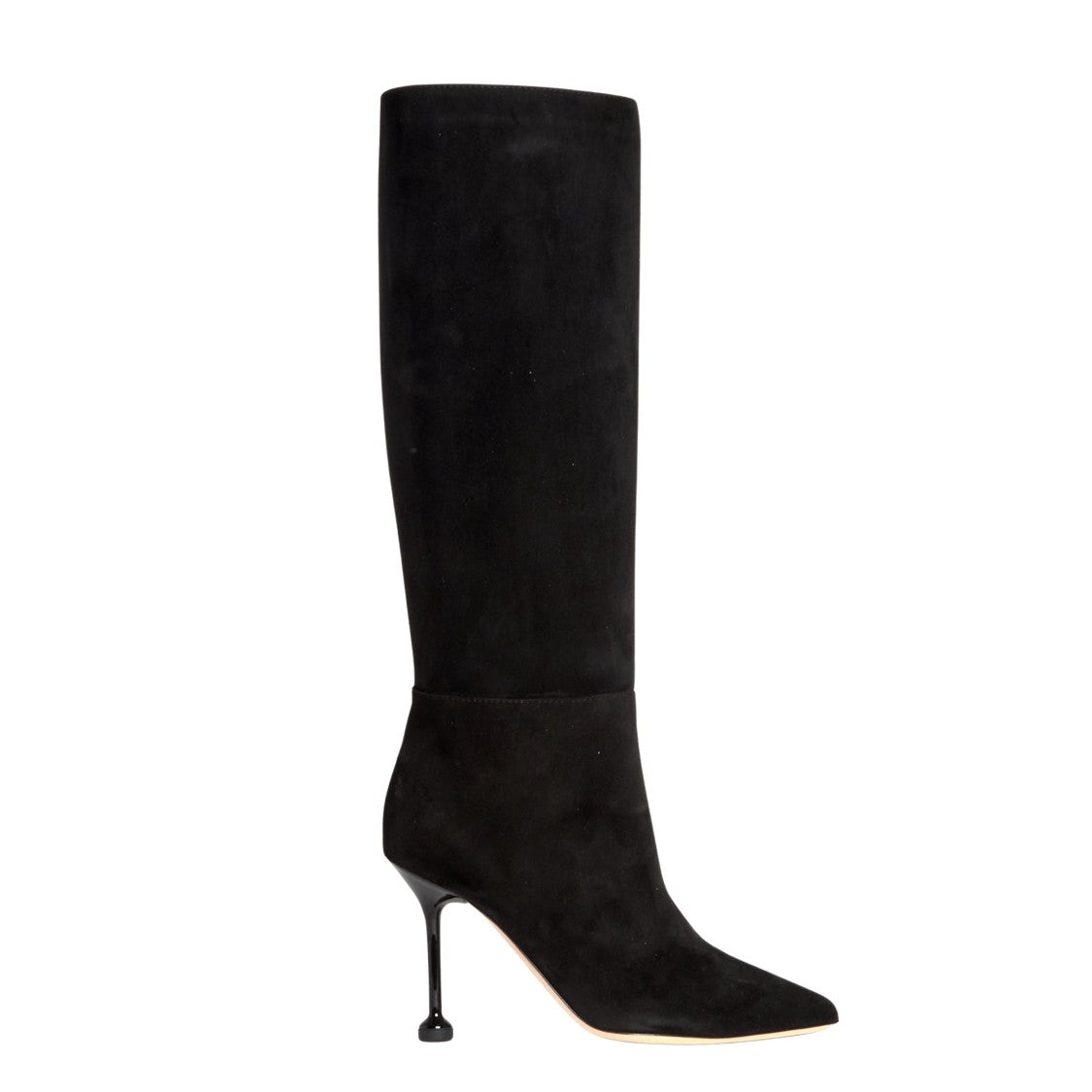 Ninalilou Black Suede Boots With Chic Button Detail