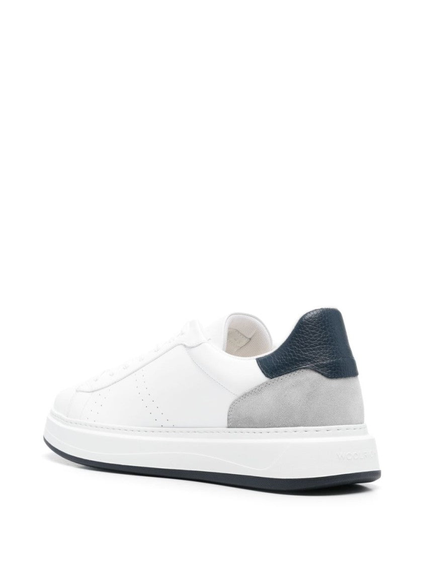 Woolrich White Front Lace-Up Sneakers With Perforated Toebox