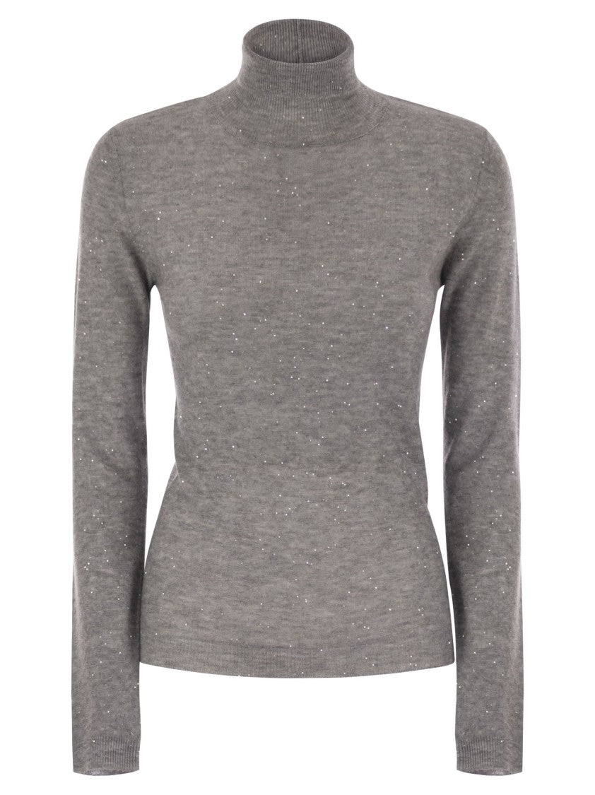 Fabiana Filippi High-Necked Wool Sweater With Sequins