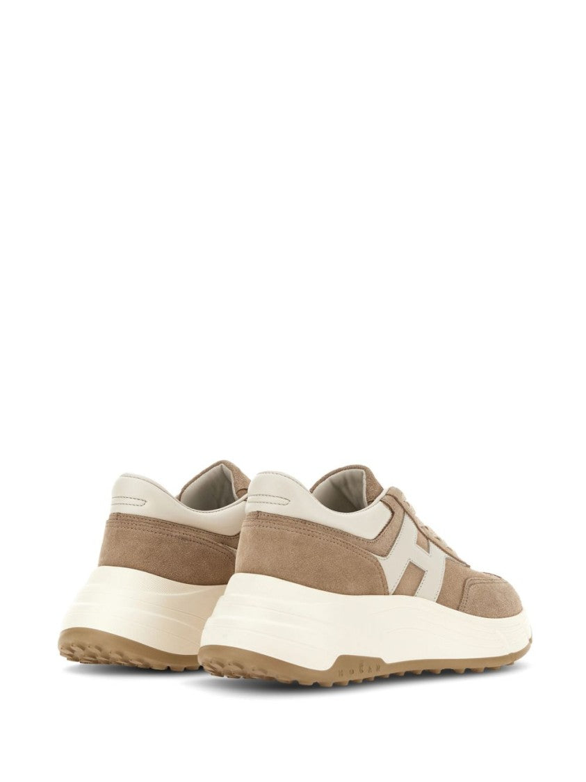 Hogan Round Toe Lace-Up Sneakers With Ridged Sole And Logo Detail