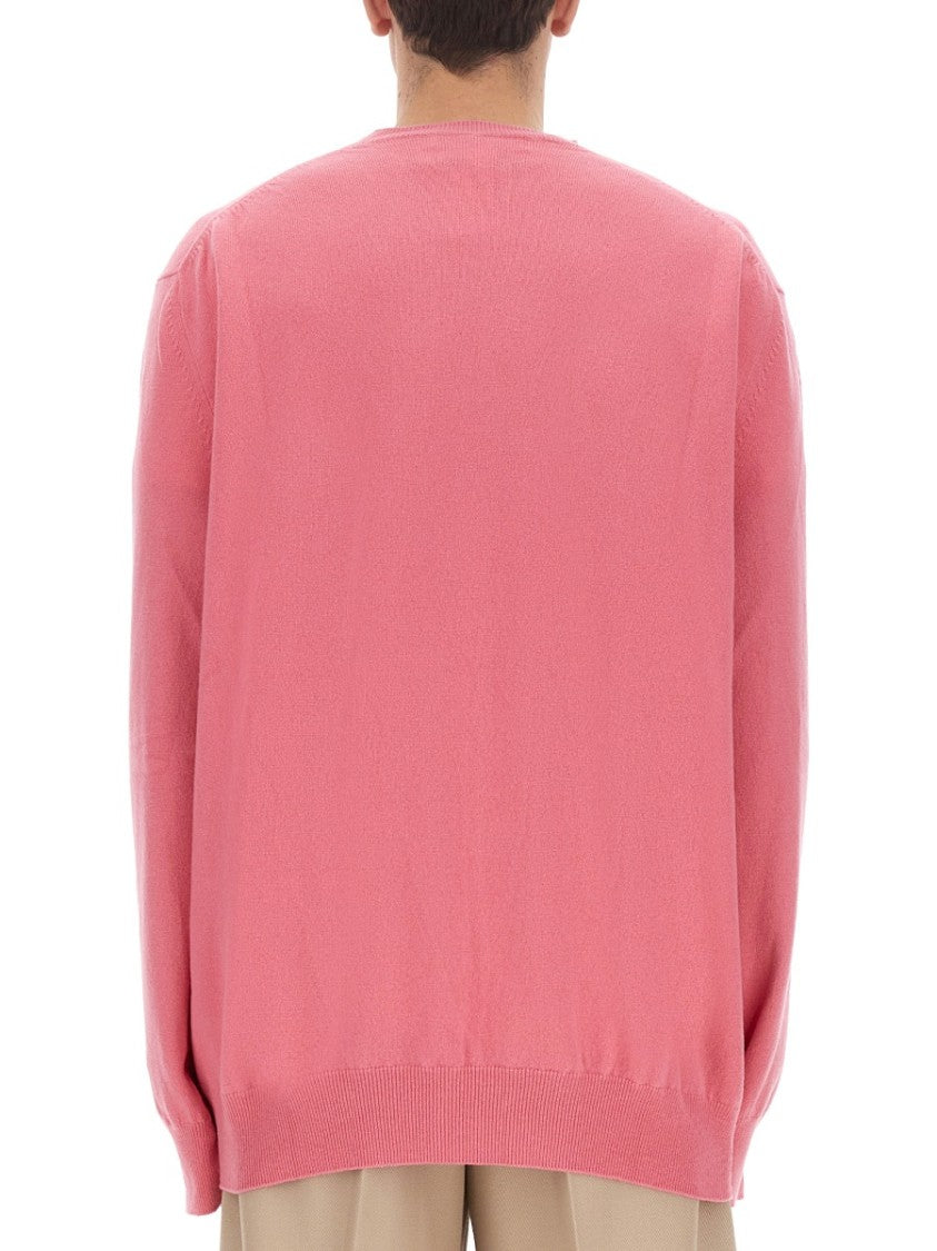Comme Des Garçons Relaxed-Fit V-Neck Wool Jersey Sweater