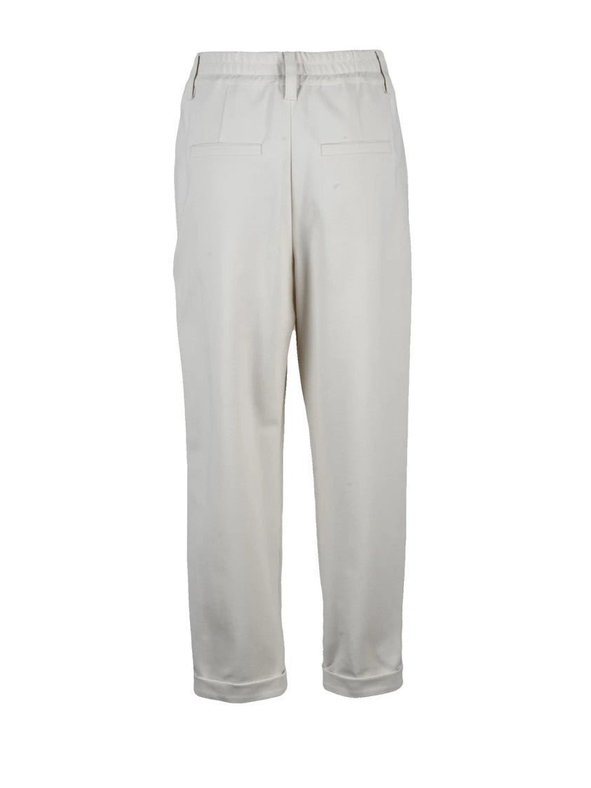 Brunello Cucinelli White Cotton Polyamide Elastane Trackpants