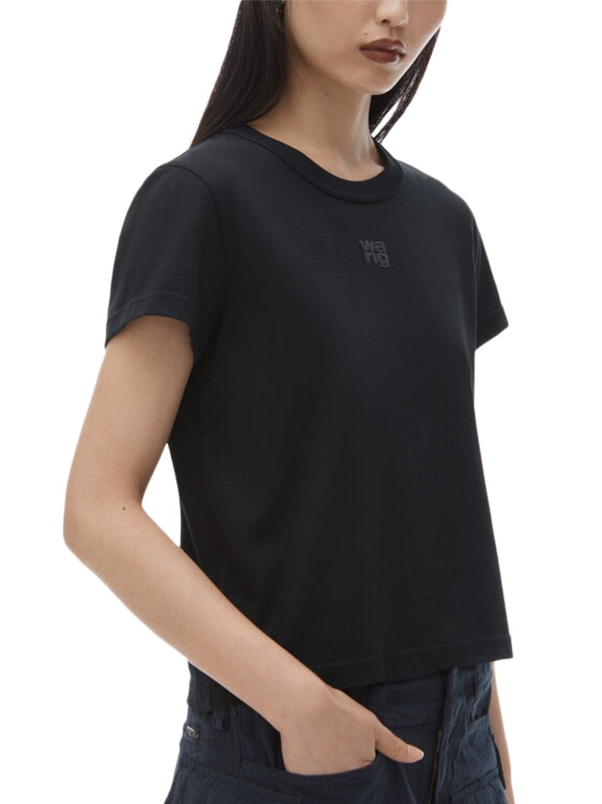 Alexander Wang Black Essential Shrunken Tee Puff Logo Tee