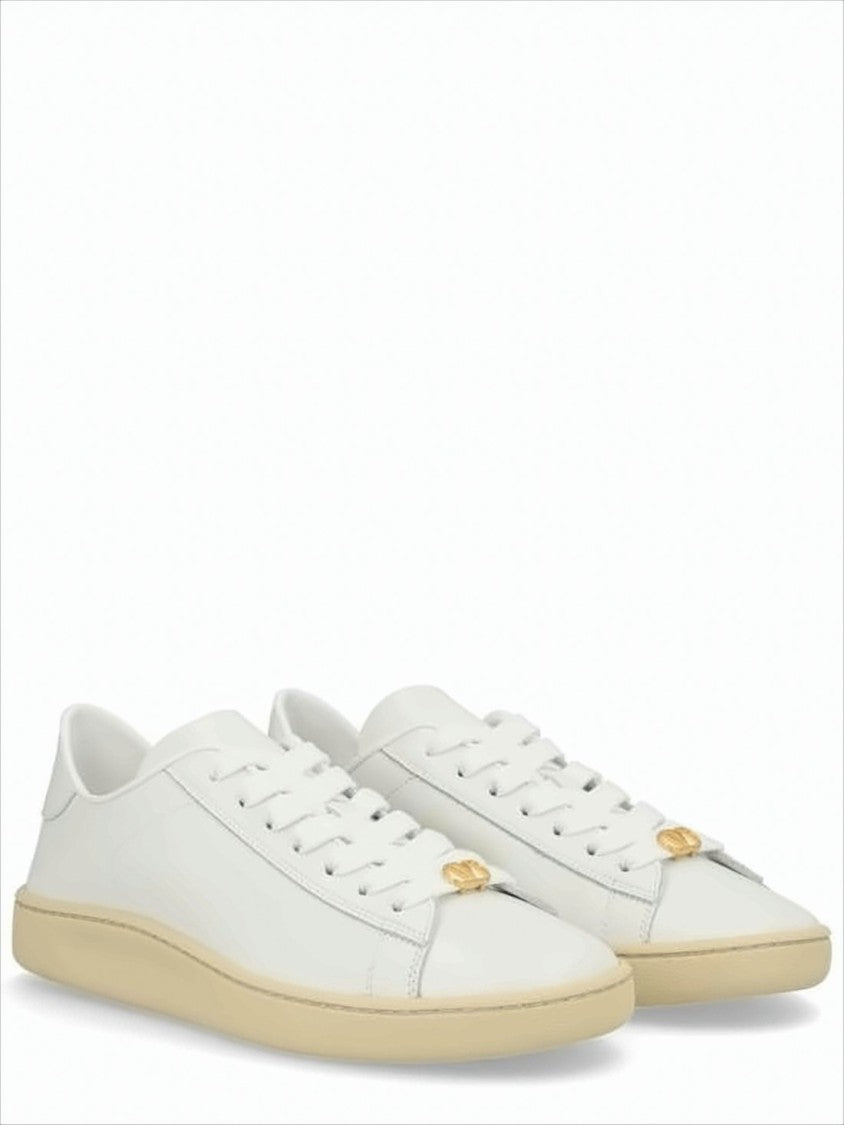 Valentino Garavani Low-Top Calf Leather Sneakers With Gold-Detail Accent