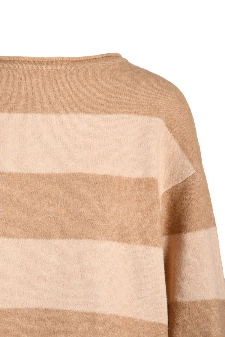 Twinset Actitude Beige Striped Cotton Sweater
