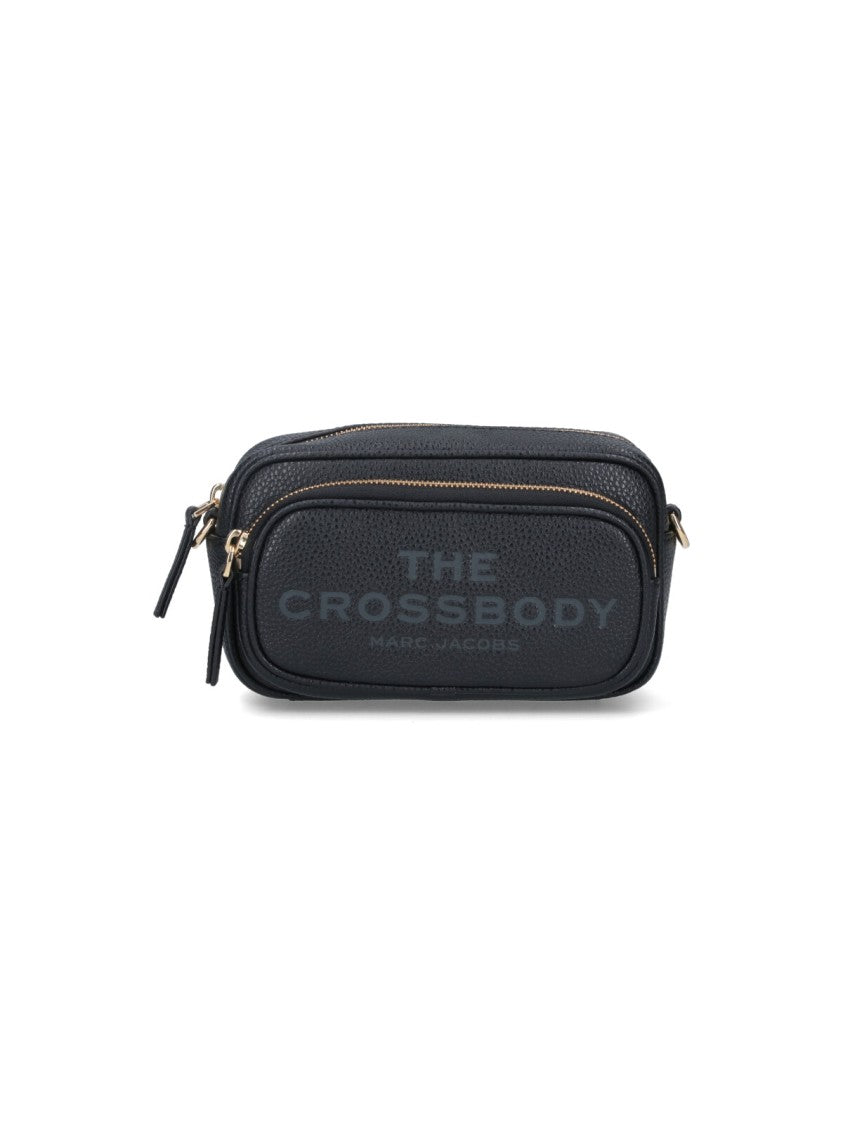 Marc Jacobs Compact Black Leather Crossbody Bag With Gold-Tone Accents