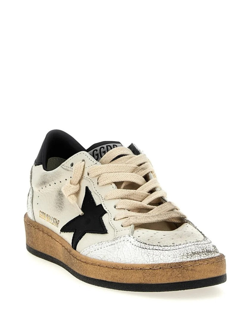 Golden Goose Distressed Metallic Leather Low-Top Sneakers