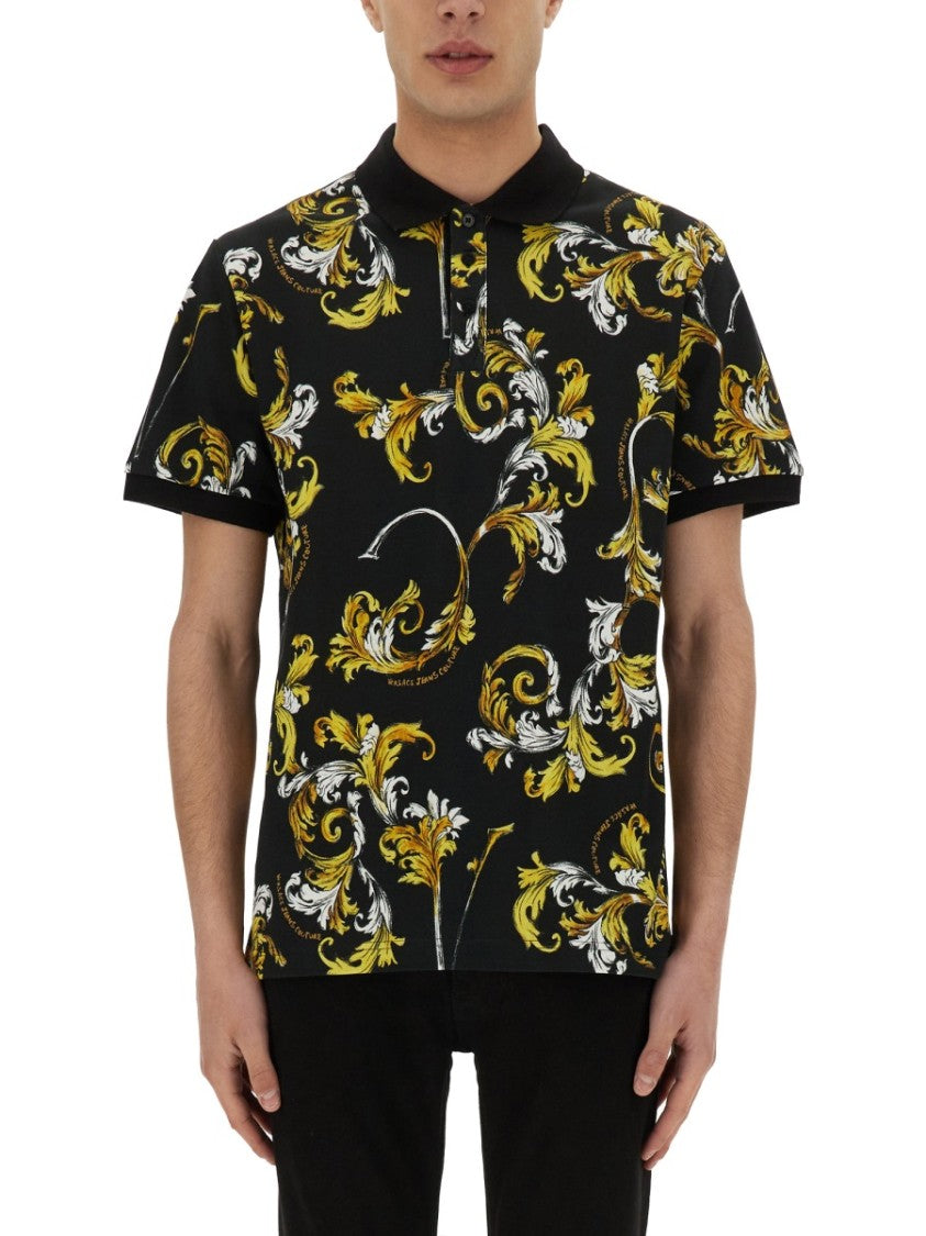Versace Jeans Couture Baroque Pattern Polo With Classic Collar