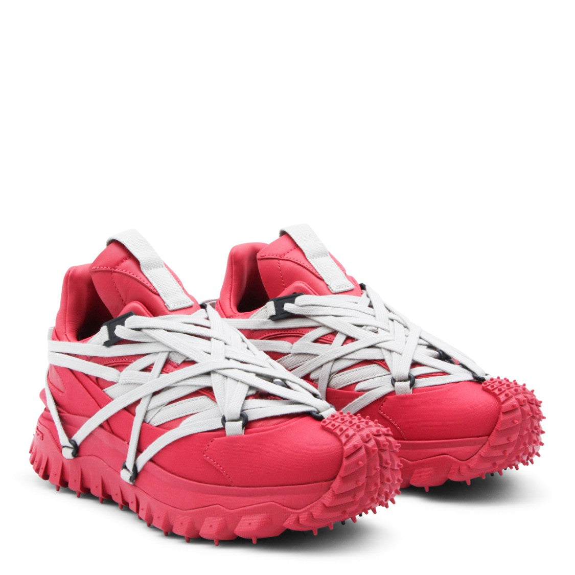 Moncler X Rick Owens Red Leather Megalace Sneakers