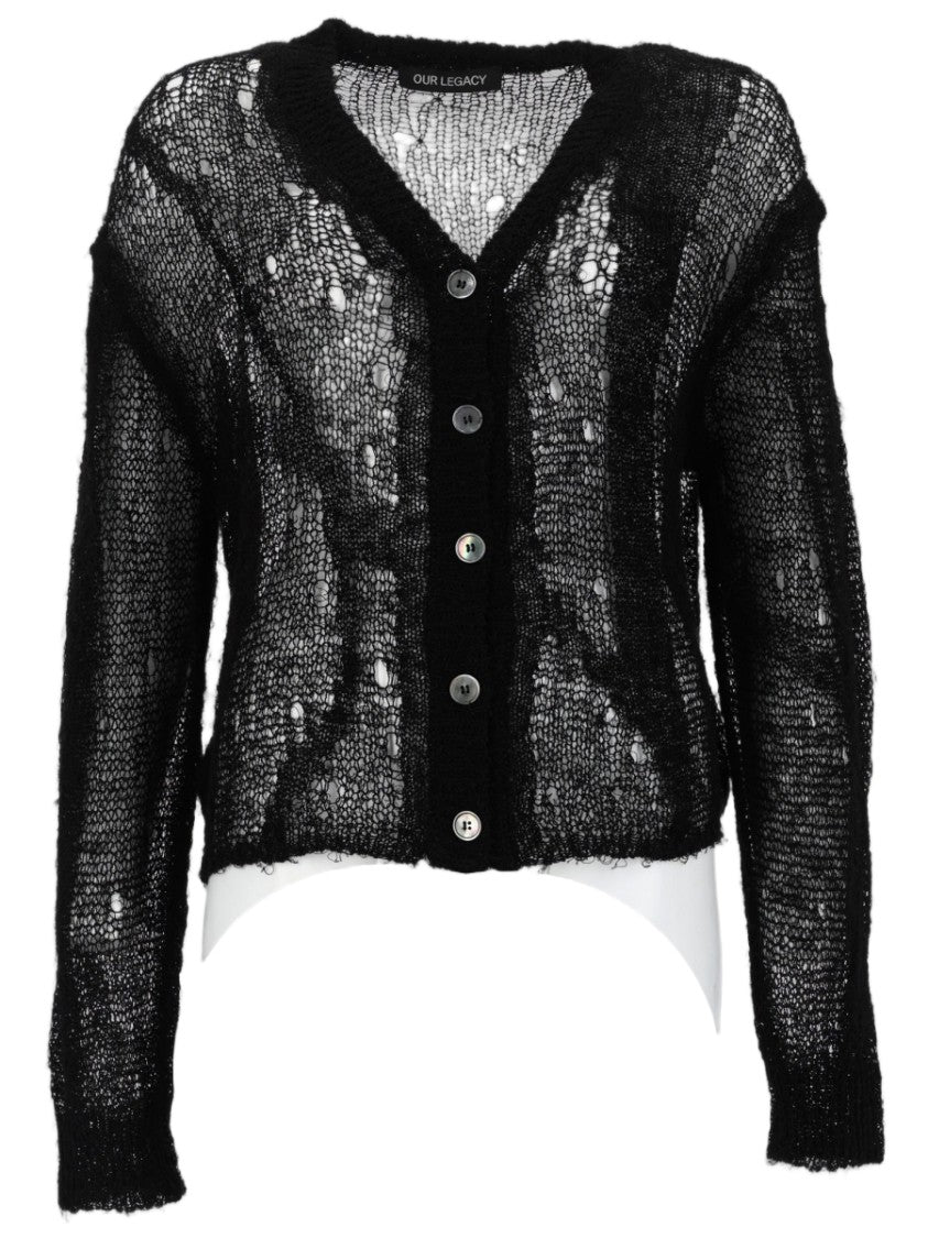 Our Legacy Sheer Academy Open-Weave Linen Cardigan