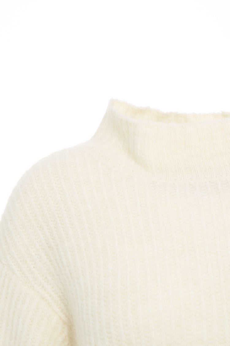 American Vintage Ribbed Knit Sweater With High Collar And Relaxed Fit