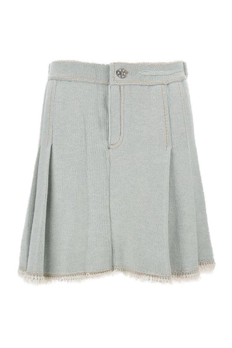 Barrie Pleated Skirt With Buckled Waistband In Textured Blend
