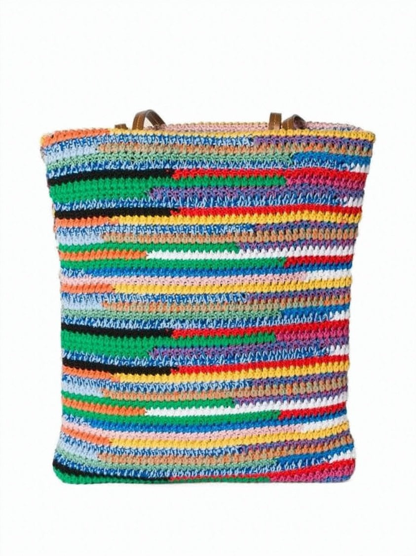 Miu Miu Colorful Striped Crochet Shoulder Bag