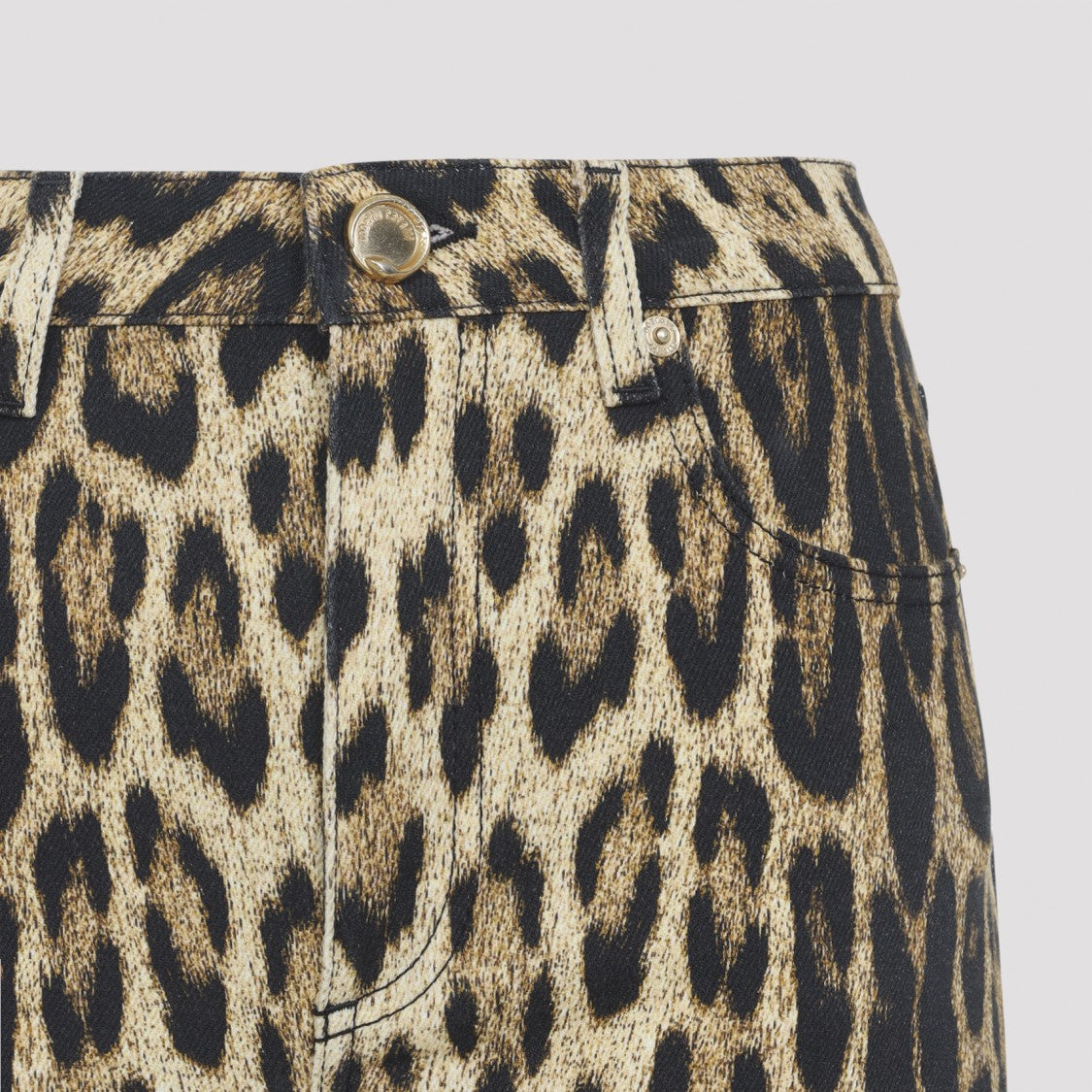 Roberto Cavalli Leopard Print Flared Trousers With Fitted Waist