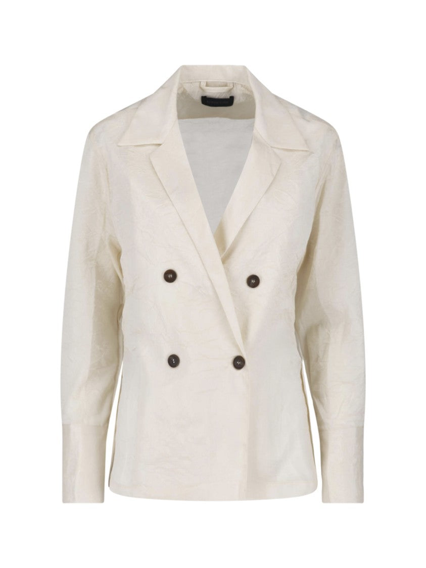 Eudon Choi White Double-Breasted Classic Lapel Shirt