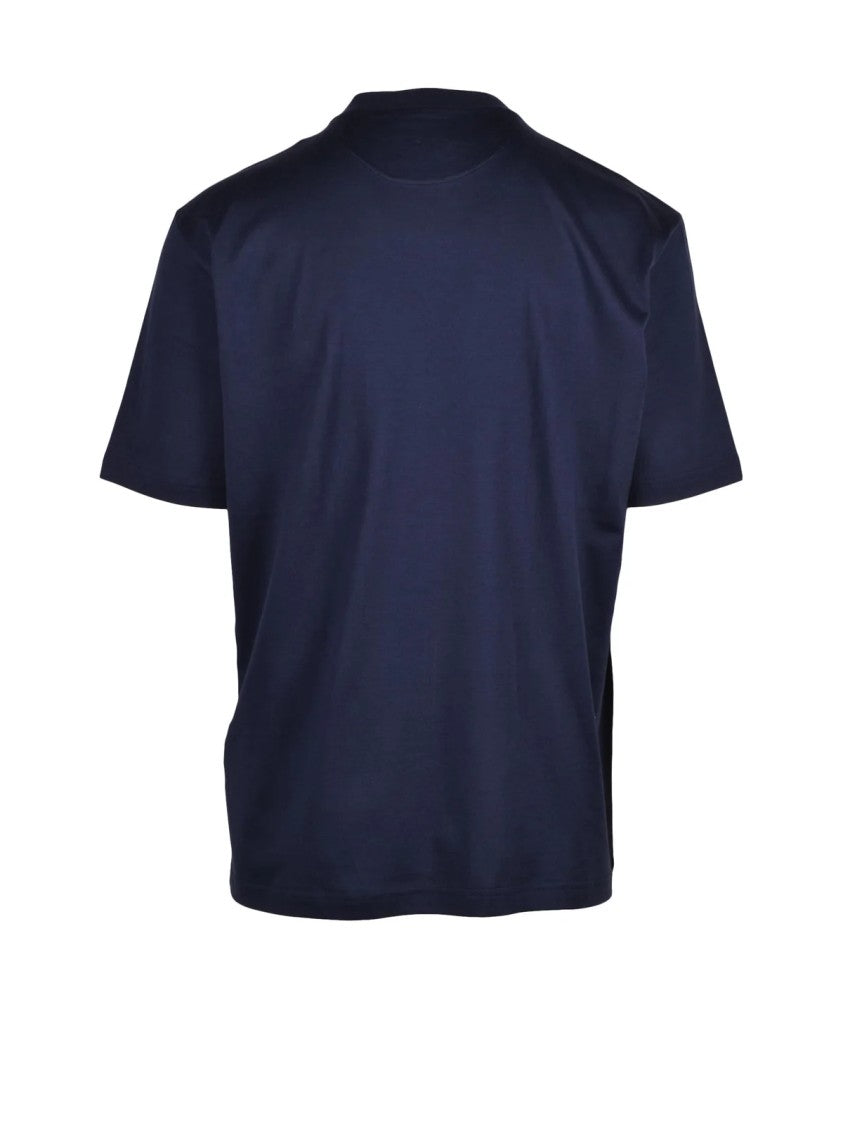 Eleventy Blue Relaxed-Fit Embroidered Detail Cotton T-Shirt