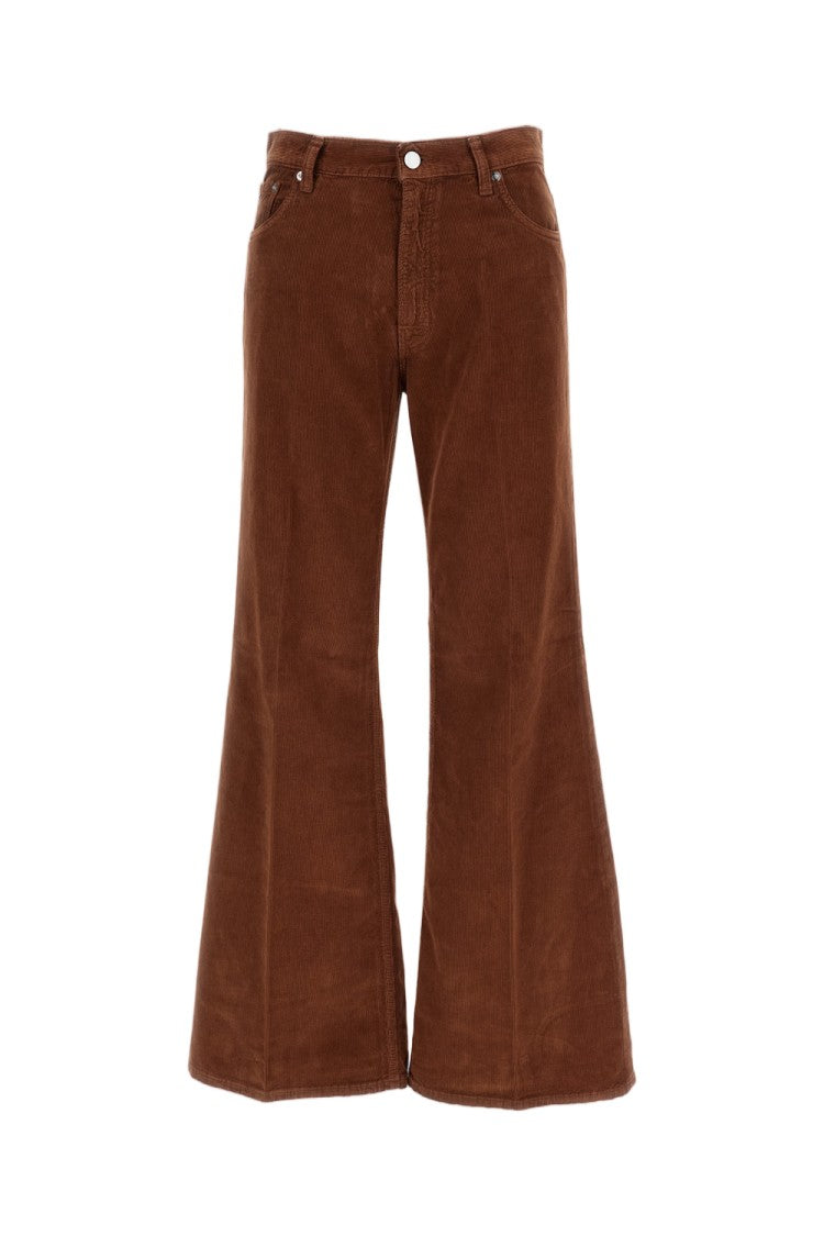Haikure High-Rise Brown Velvet Trousers With Classic Five-Pocket Design