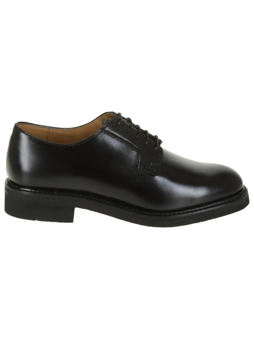 Berwick Black Leather Derby Shoes With Polished Finish