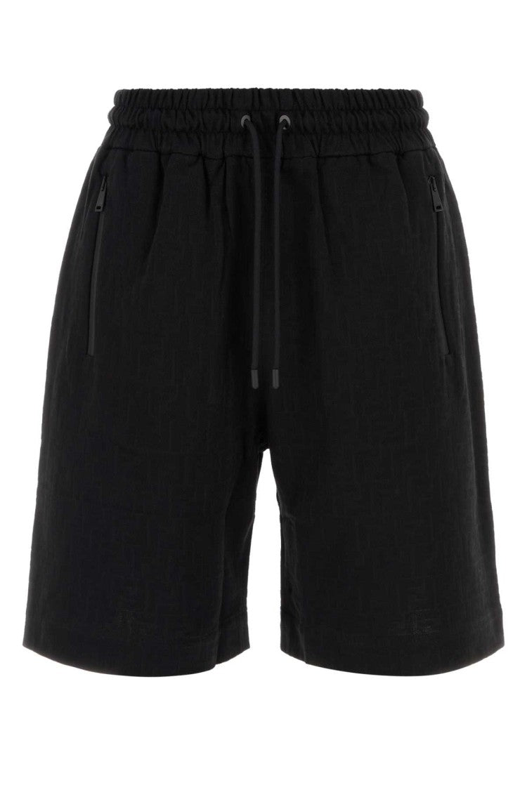 Fendi Black Piquet Bermuda Shorts