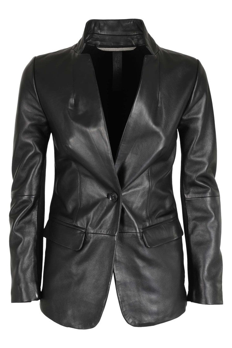 The Jackie Leathers Bici Single-Breasted Leather Blazer