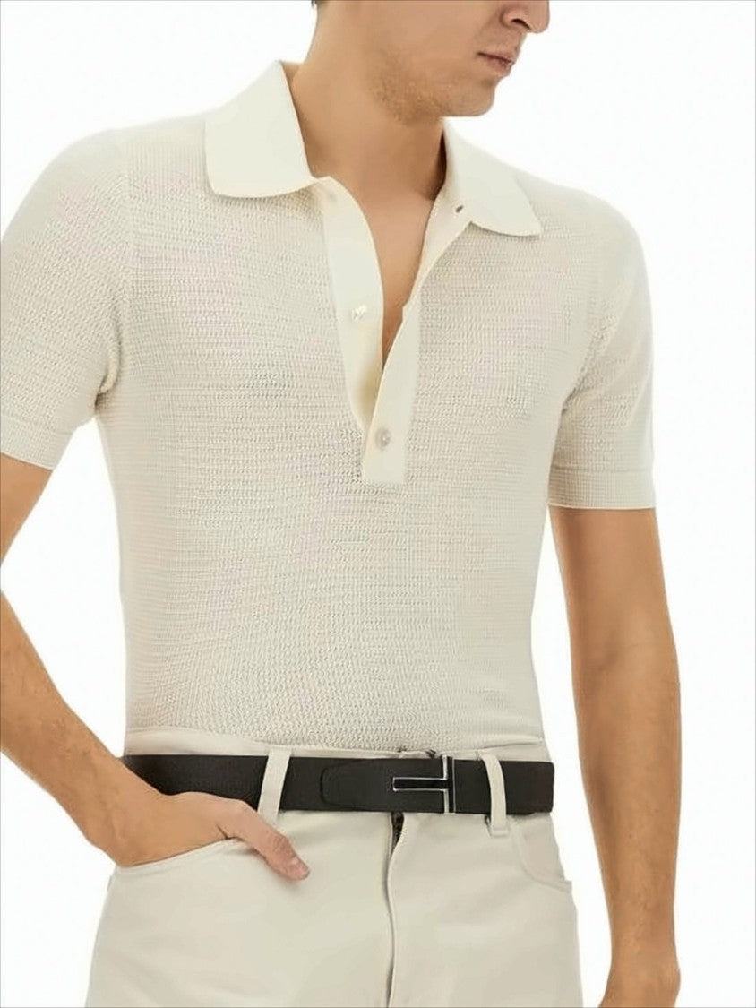 Tom Ford Textured Knit Polo Shirt With Three-Button Placket