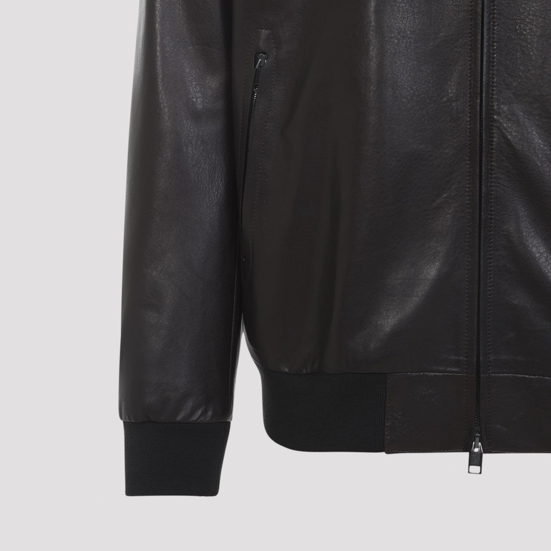 Brioni Smooth Leather Jacket With Zippered Pockets