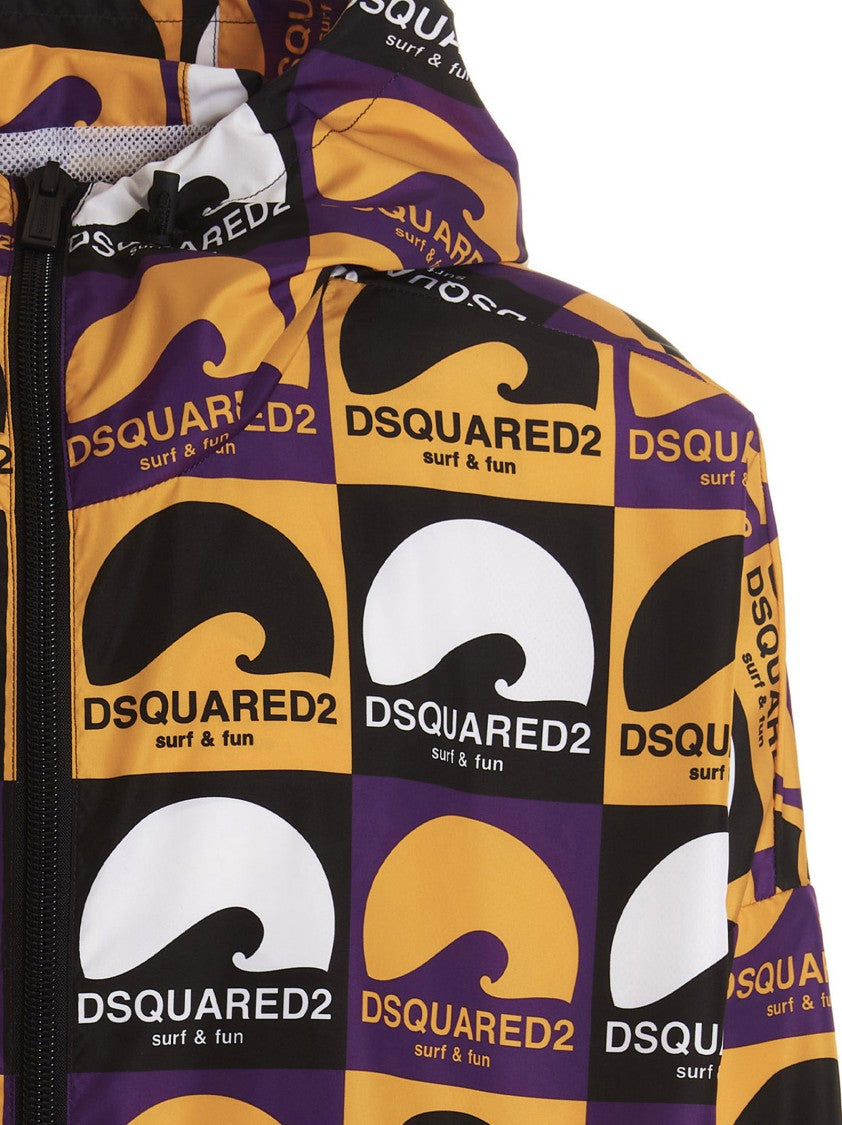 Dsquared2 Waterproof All-Over Print Jacket With Hood