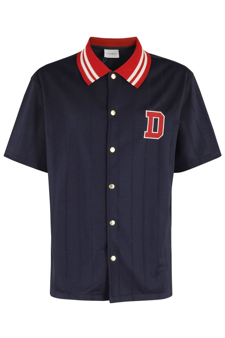 Drôle De Monsieur Timeless Blue Fabric Button-Down Shirt With Traditional Collar