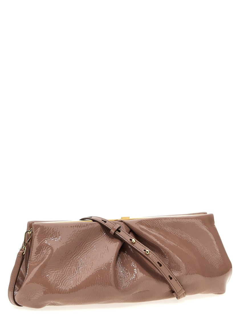 Dries Van Noten Maxi Pleated Patent Leather Clutch