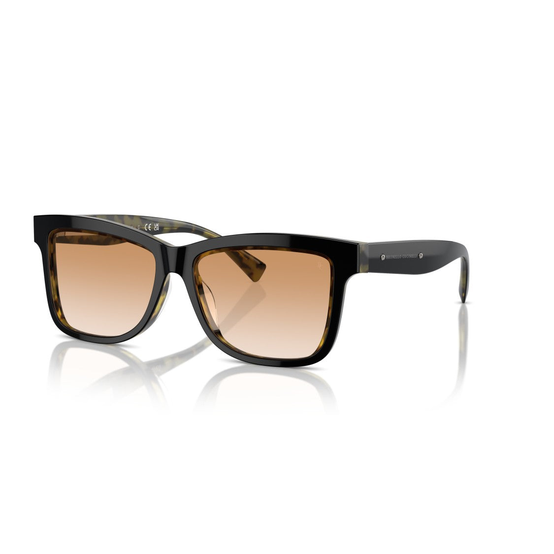 Brunello Cucinelli 0Bc4009s Bold Rectangular Acetate Sunglasses With Tortoiseshell Arms