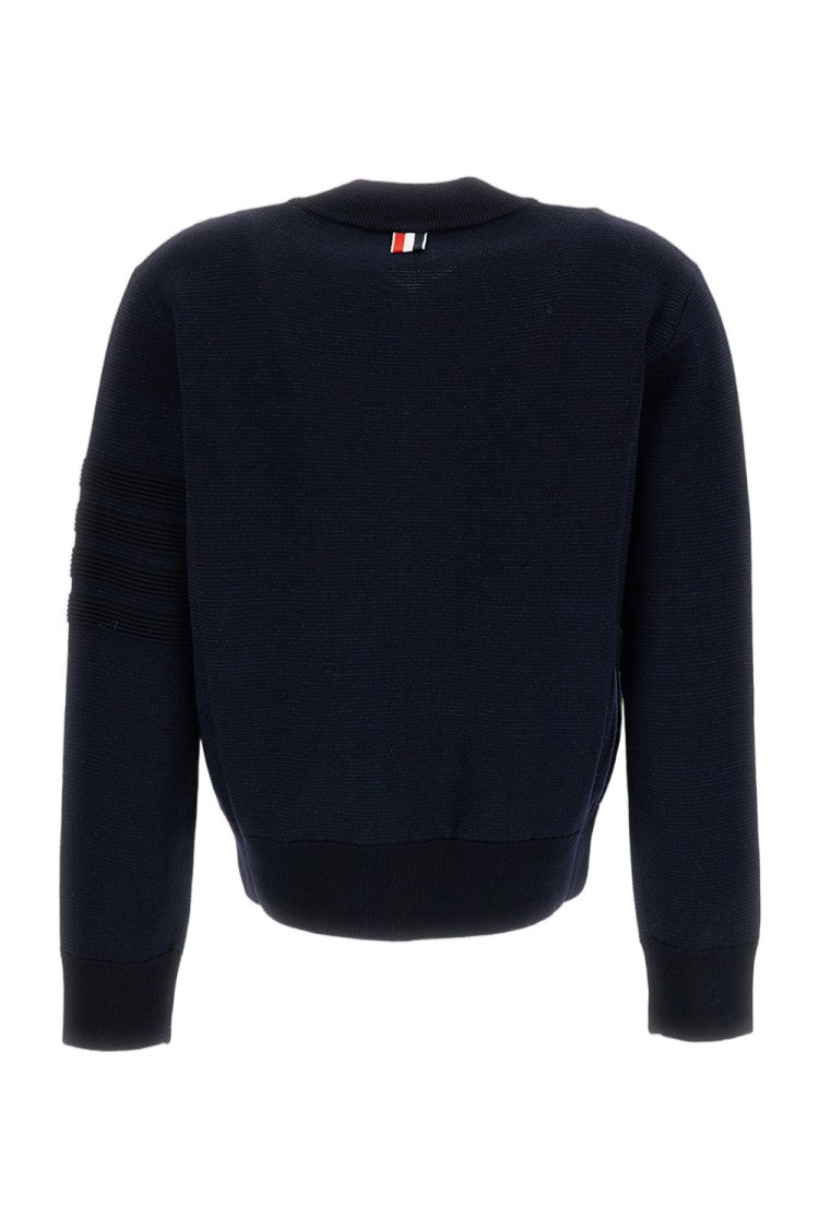 Thom Browne Blue Ottoman Milano Stitch 4-Bar Bomber Jacket
