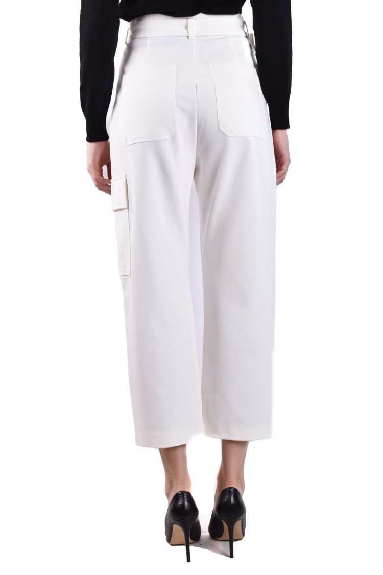 Pinko Cropped Wide-Leg Trousers Metallic Buckle Belt
