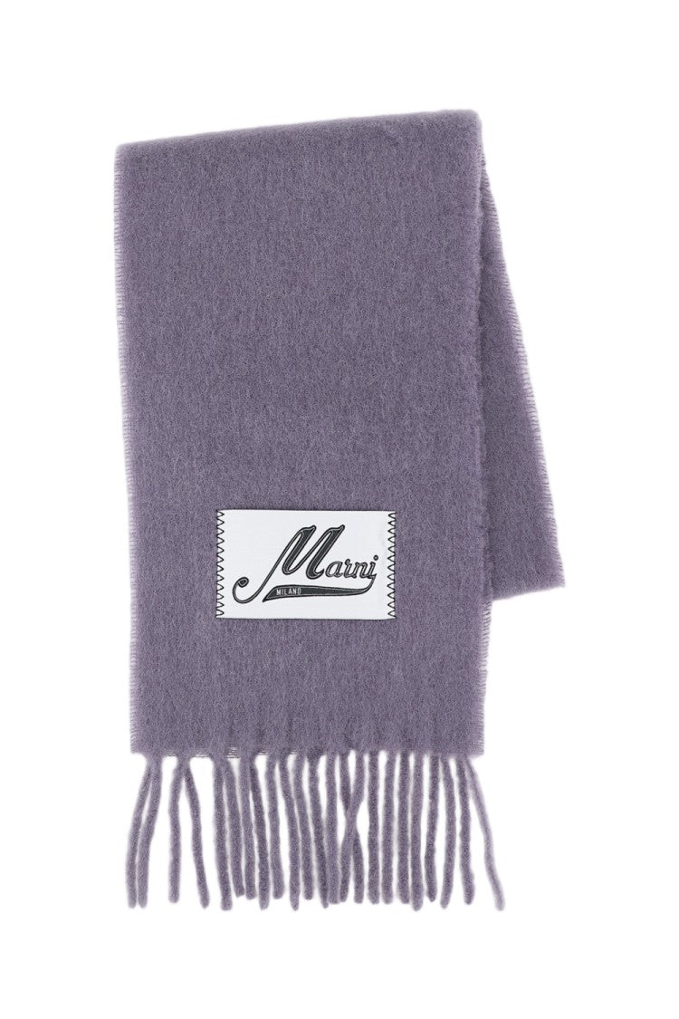 Marni Blue Alpaca Soft Fringed Scarf