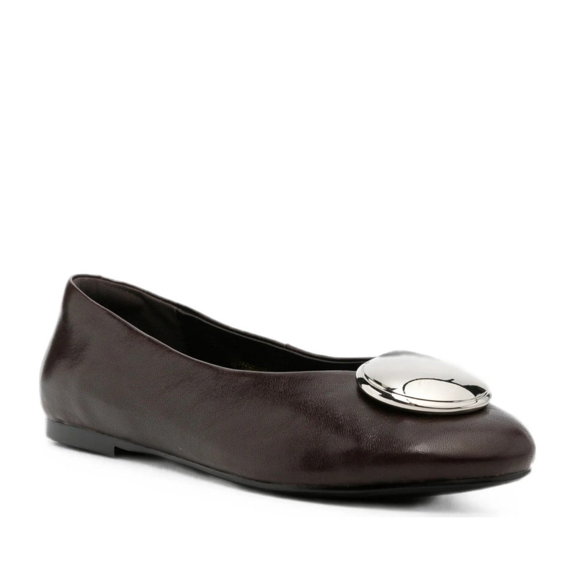 Adrianna Feretti Brown Silver Embellishment Leather Flats