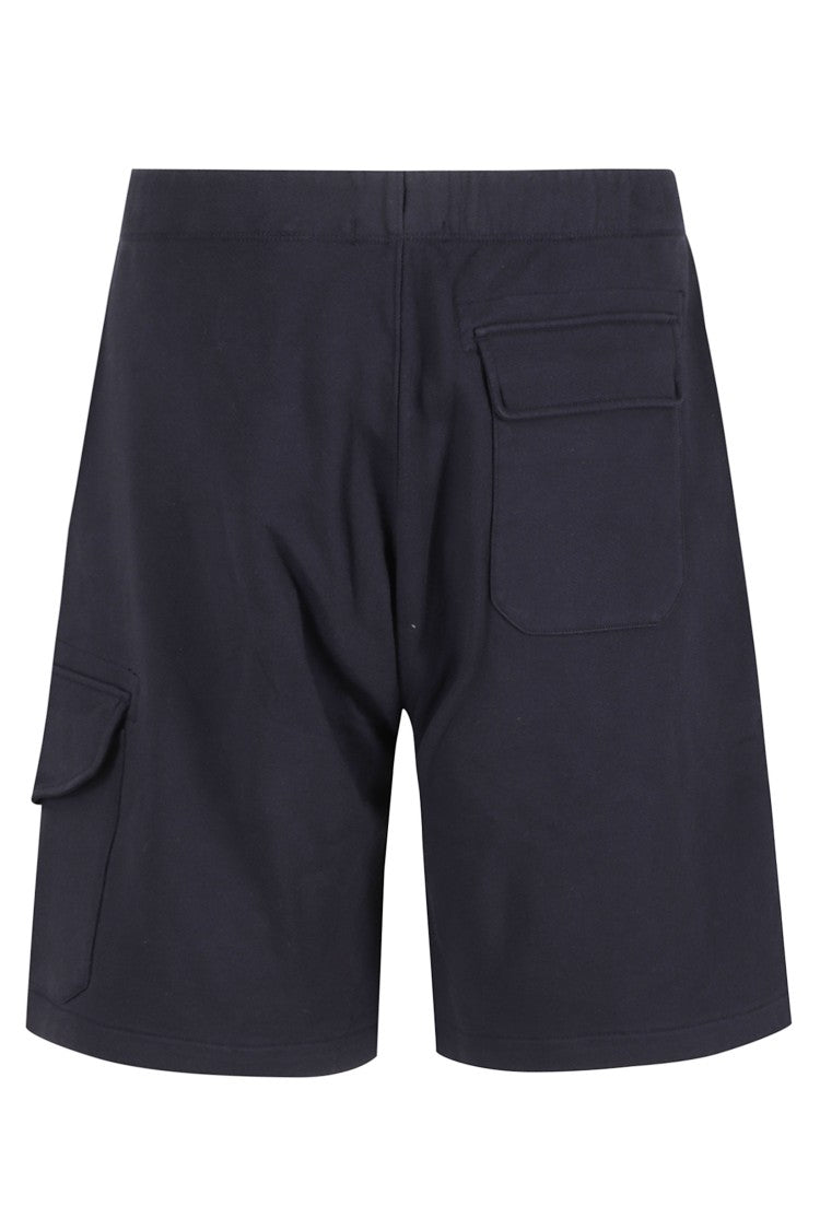 C.P. Company Blue Diagonal Raised Fleece Cargo Drawstring Cotton Shorts