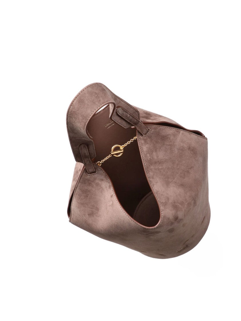 Khaite Taupe Lotus Mini Suede Tote