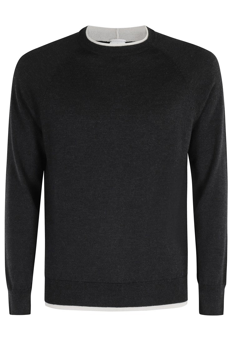 Eleventy Gray/Sand Crewneck Sweater