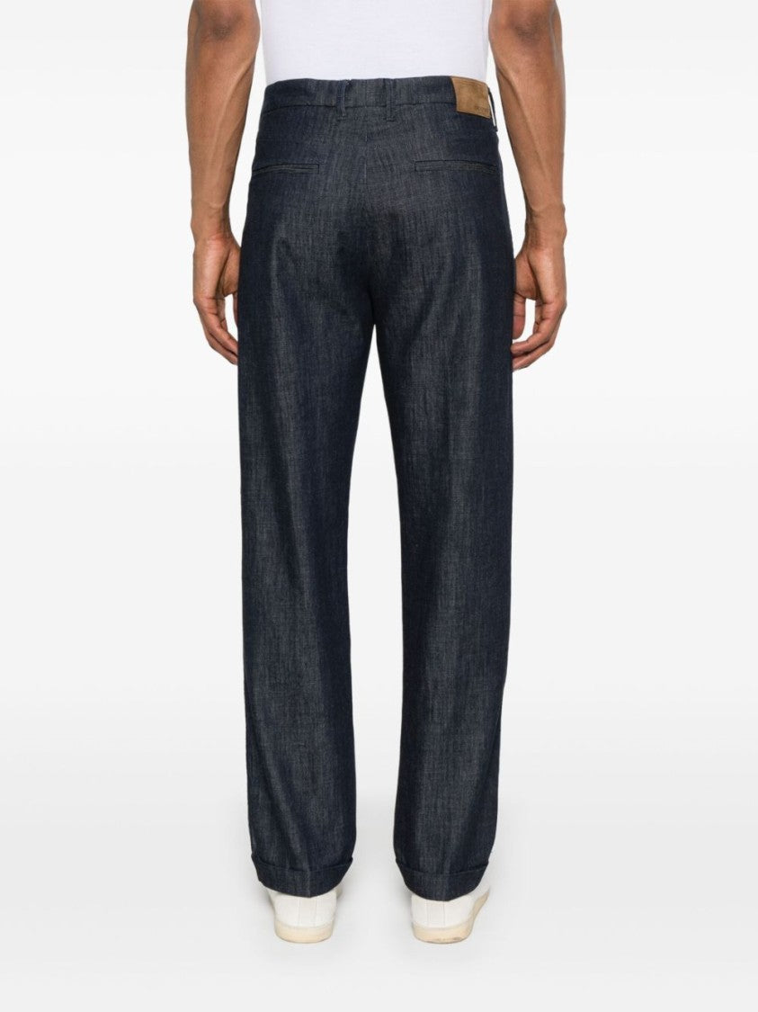 Incotex Indigo Blue Double Pleat Denim Jeans