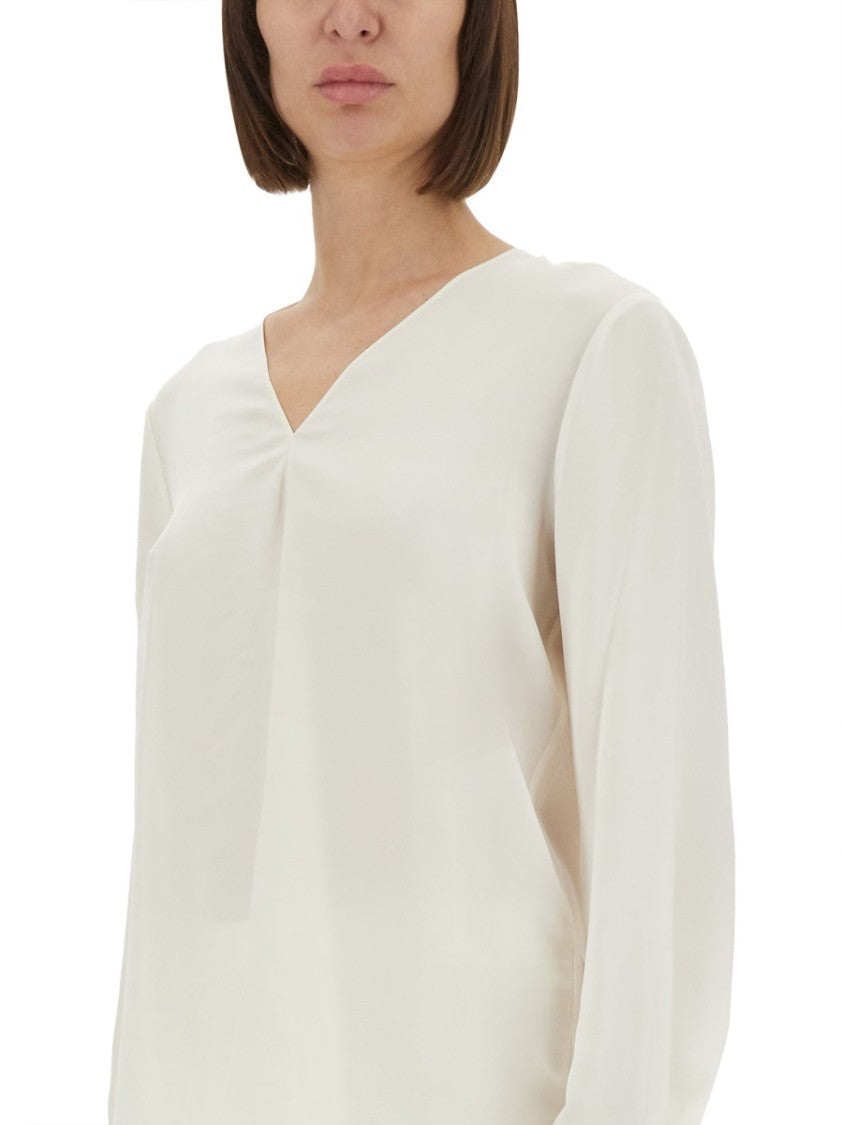 Theory Silk Georgette Blouse With V-Neckline