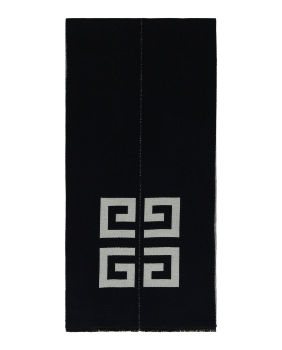 Givenchy Bold Logo Graphic Scarf With Fringe Edges