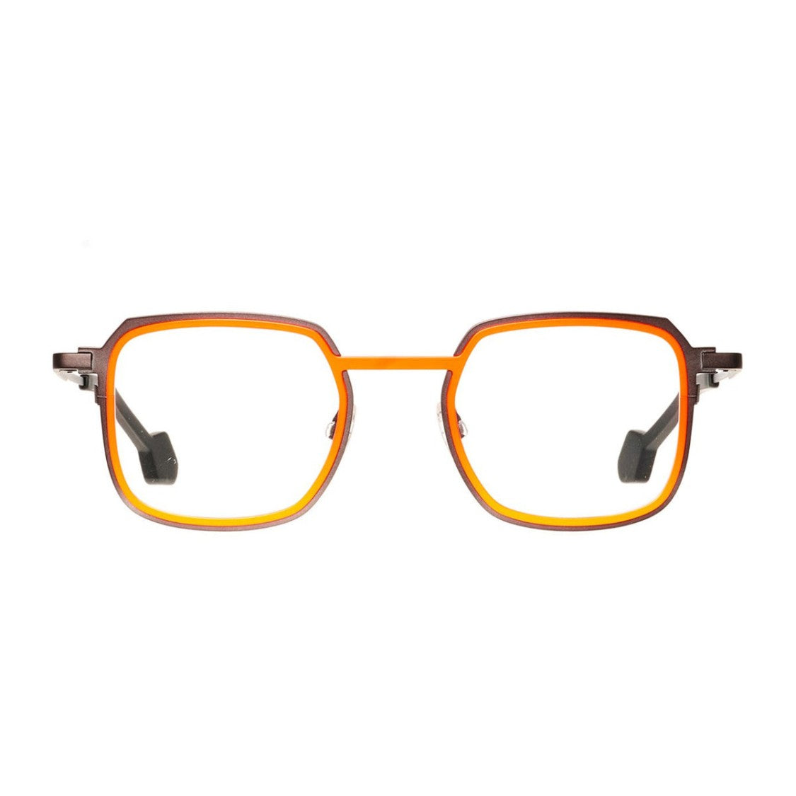 Deflomas Eyewear Orange Jigsaw Titanium Bold Geometric Sunglasses