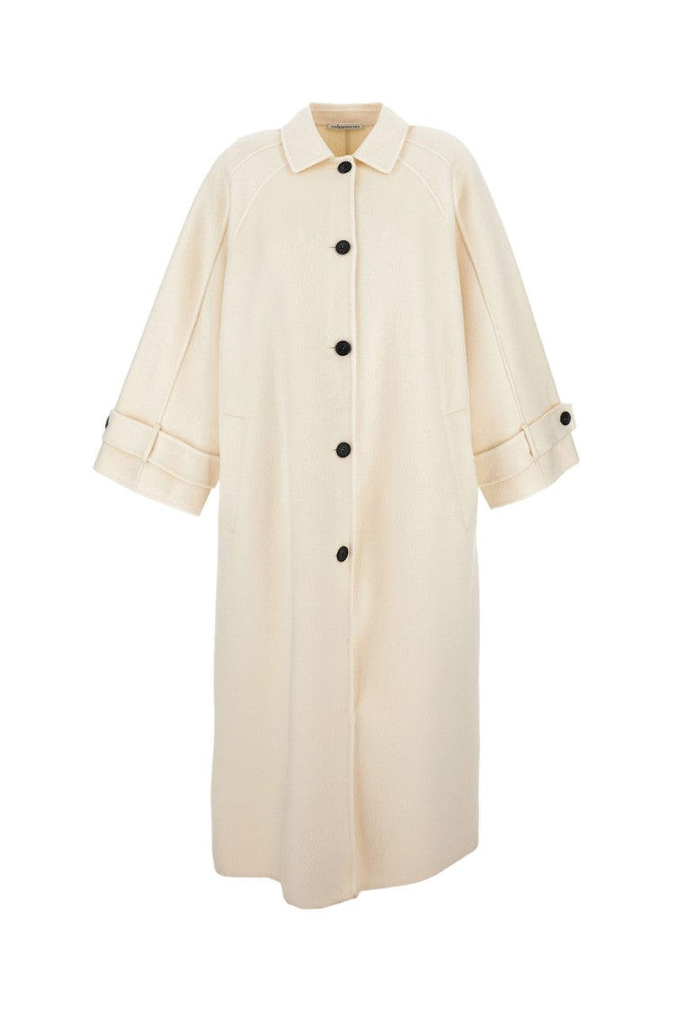 Stefano Mortari Tailored White Coat With Classic Collar And Structured Silhouette