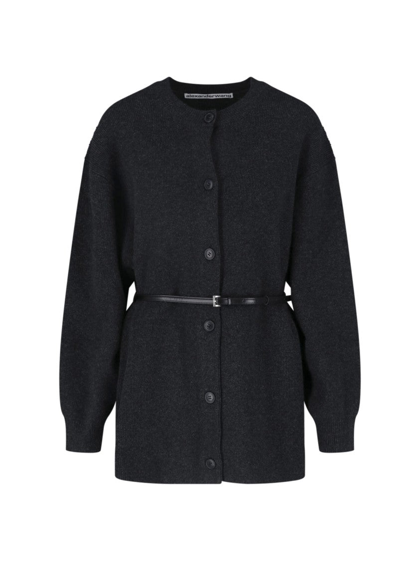 Alexander Wang Ribbed Knit Mini Dress With Adjustable Waist And Button Closure