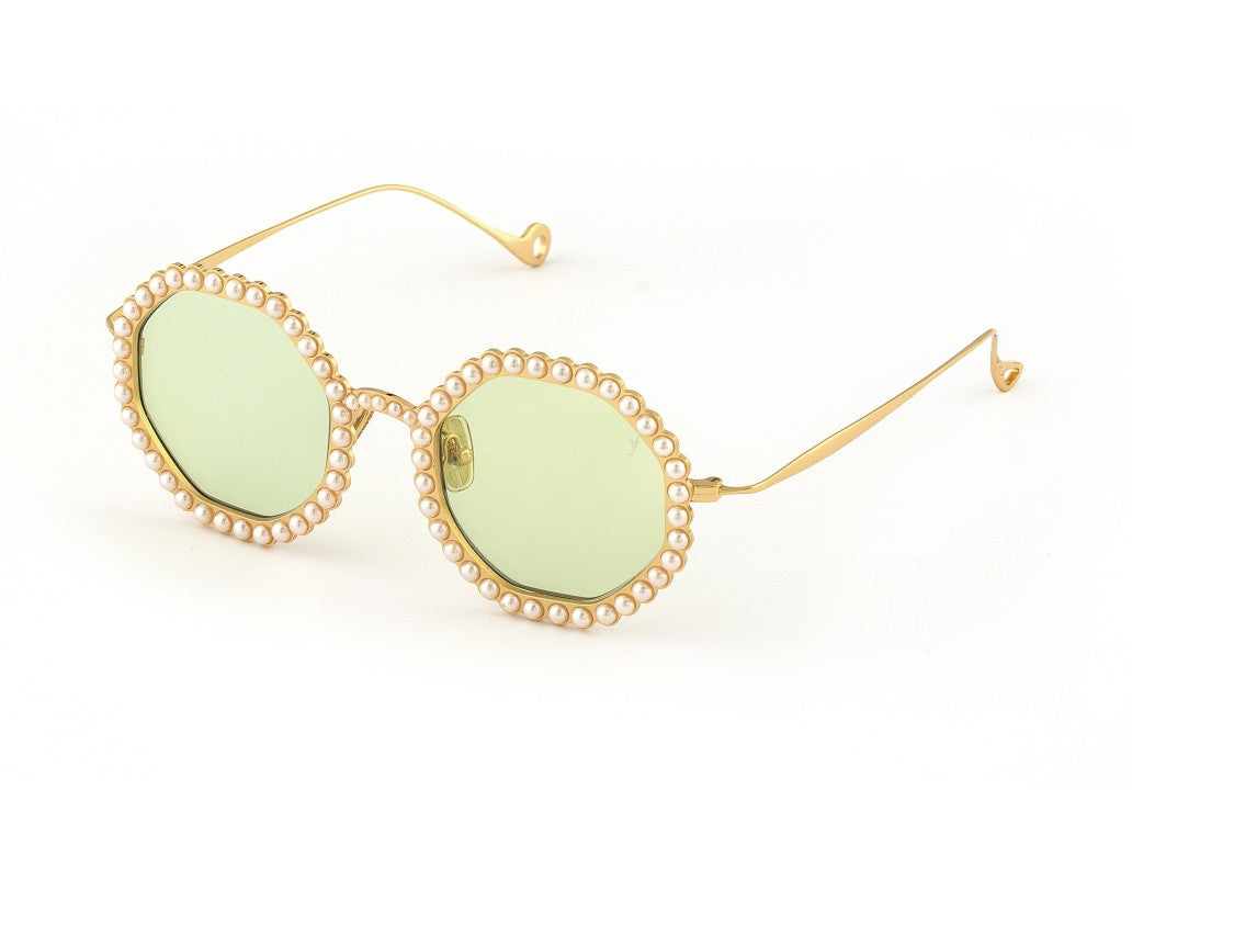Eyepetizer Gold Jordan Pearl Round Sunglasses