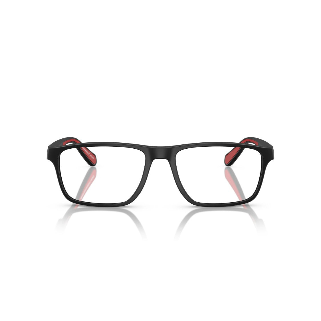 Emporio Armani 0Ea3233 Rectangular Matte Black Eyeglass Frames With Red Accents