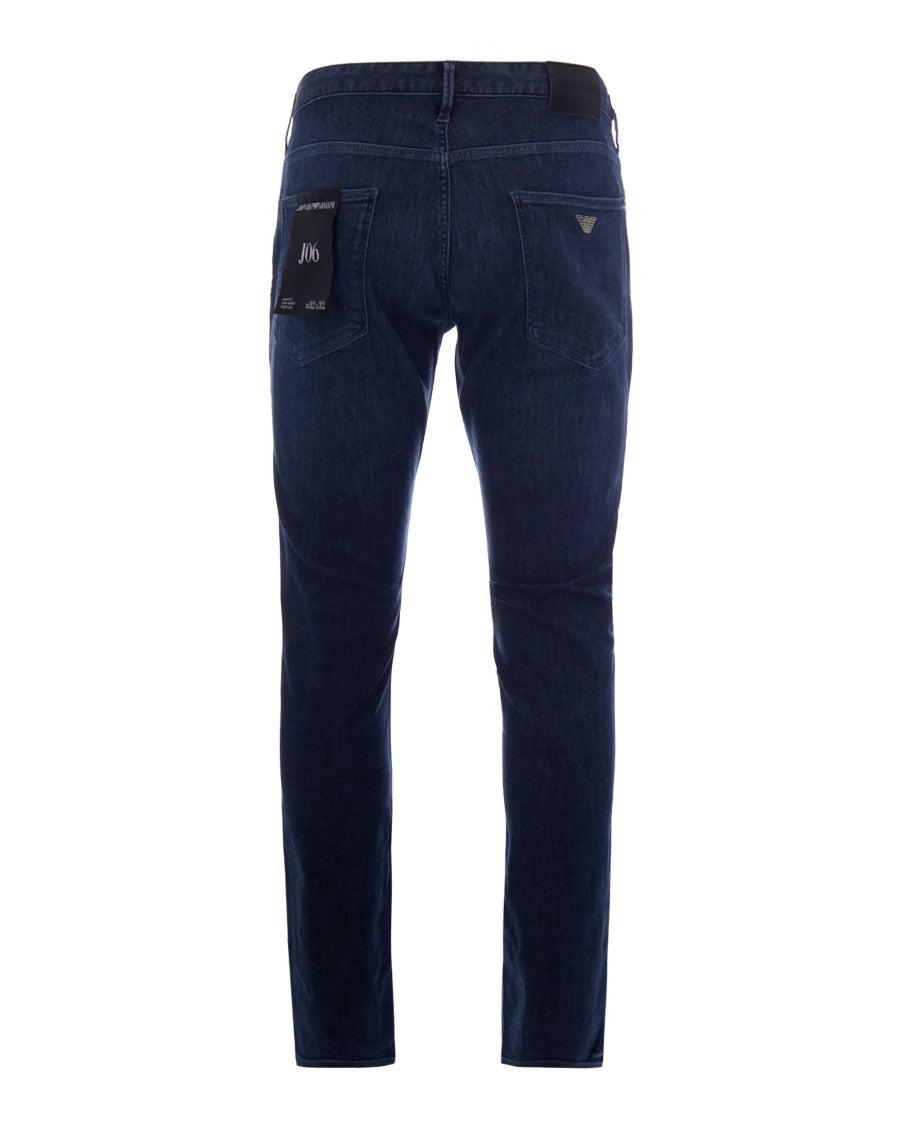 Emporio Armani Slim Fit Medium Blue Denim With Five-Pocket Style