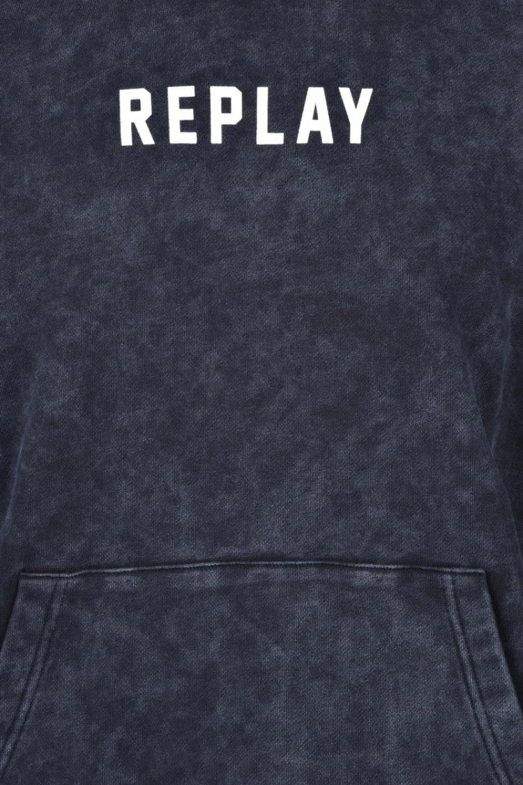 Replay Black Men Cotton Hoodie